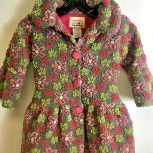 Pluot Girls Faux Fur Winter Coat Size 4 Floral